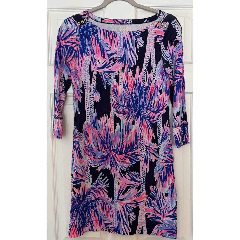 Lilly Pulitzer Sophie Dress 'Palms Up' Vibrant Blue & Pink Coastal Vacation XS